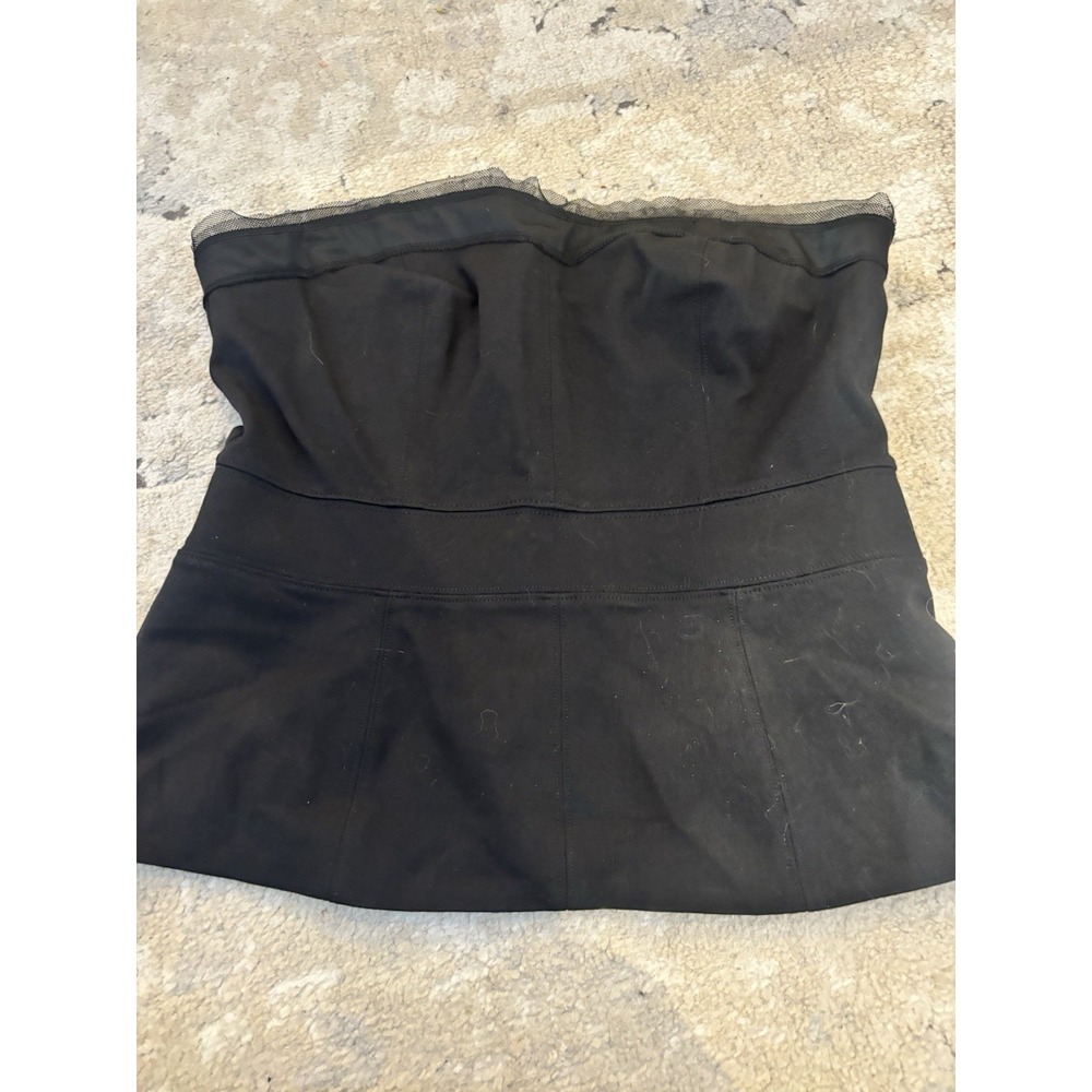 White House Black Market Black Strapless Corset Top Size 8 Lace Top Back Zip